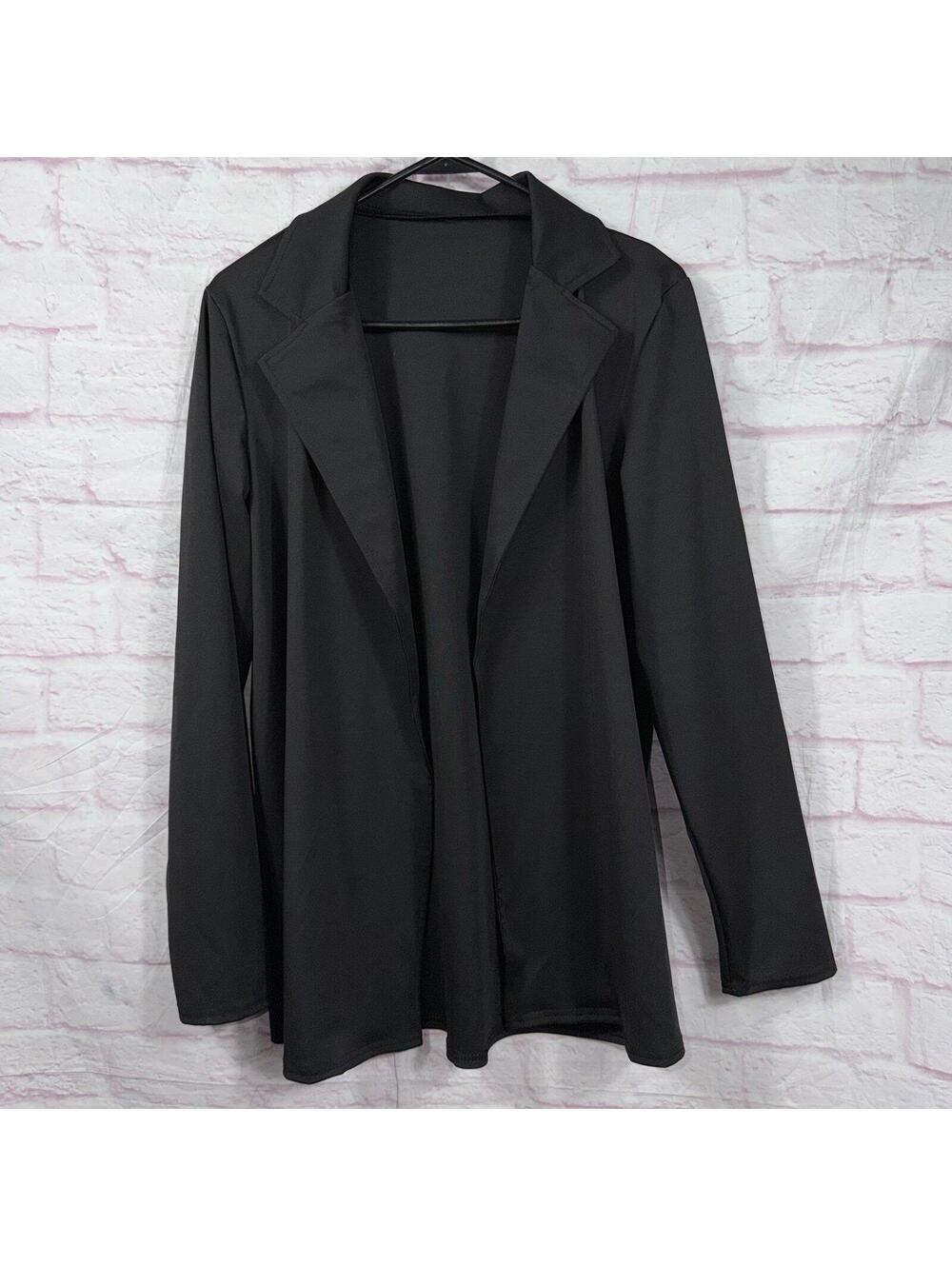 Women’s Black Open Front Blazer Cardigan Size Large
